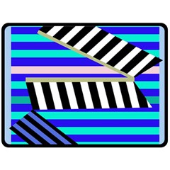 Blue Lines Decor Double Sided Fleece Blanket (large) 