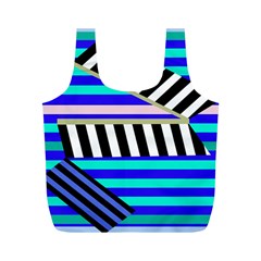 Blue Lines Decor Full Print Recycle Bags (m) 