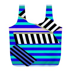 Blue Lines Decor Full Print Recycle Bags (l) 