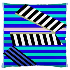 Blue Lines Decor Large Flano Cushion Case (two Sides)