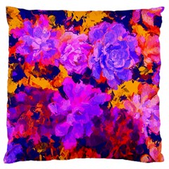 Purple Painted Floral And Succulents Large Cushion Case (two Sided) 