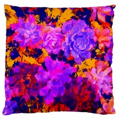 Purple Painted Floral And Succulents Large Flano Cushion Case (two Sides) by LisaGuenDesign