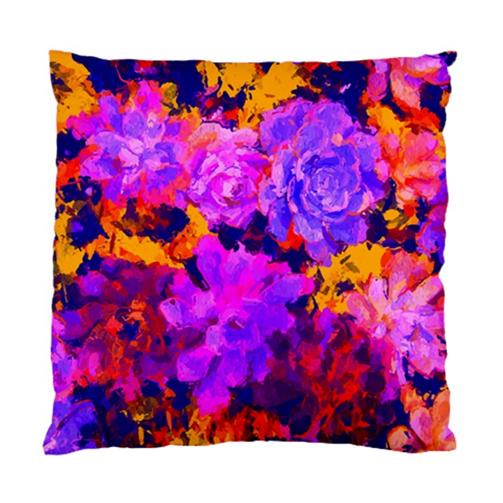 Purple Painted Floral and Succulents Cushion Case (Single Sided) 