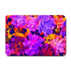 Purple Painted Floral And Succulents Small Door Mat by LisaGuenDesign