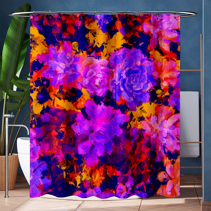 Purple Painted Floral and Succulents Shower Curtain 60  x 72  (Medium)