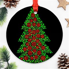 Sparkling Christmas Tree Round Ornament (two Sides) 