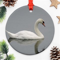 Swimming White Swan Ornament (round) 