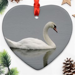 Swimming White Swan Ornament (heart) 