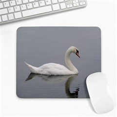 Swimming White Swan Large Mousepads by picsaspassion