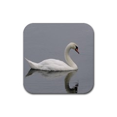 Swimming White Swan Rubber Coaster (square) 