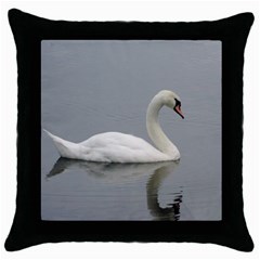 Swimming White Swan Throw Pillow Case (black)