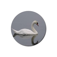 Swimming White Swan Rubber Coaster (round) 