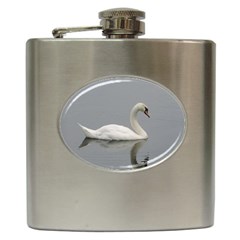 Swimming White Swan Hip Flask (6 Oz) by picsaspassion