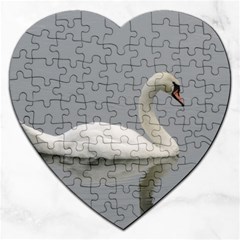 Swimming White Swan Jigsaw Puzzle (heart)