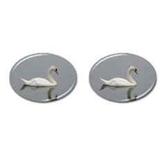 Swimming White Swan Cufflinks (oval)