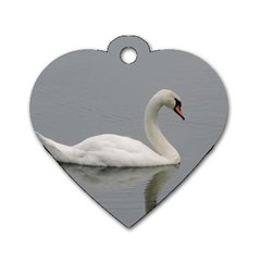 Swimming White Swan Dog Tag Heart (one Side) by picsaspassion