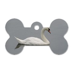 Swimming White Swan Dog Tag Bone (two Sides)