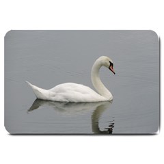 Swimming White Swan Large Doormat  by picsaspassion