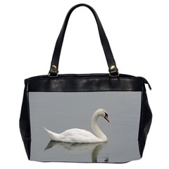 Swimming White Swan Office Handbags (2 Sides)  by picsaspassion