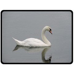 Swimming White Swan Fleece Blanket (large) 