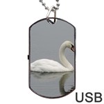 Swimming white Swan Dog Tag USB Flash (One Side) Front