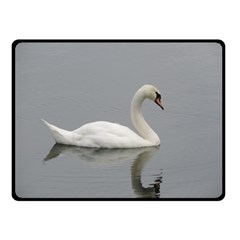 Swimming White Swan Double Sided Fleece Blanket (small) 