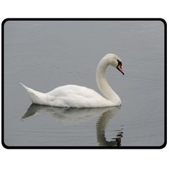 Swimming White Swan Double Sided Fleece Blanket (medium)  by picsaspassion