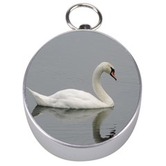 Swimming White Swan Silver Compasses