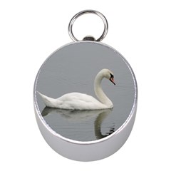 Swimming White Swan Mini Silver Compasses