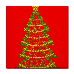 Sparkling Christmas Tree - Red Tile Coasters by Valentinaart