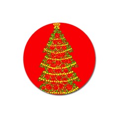 Sparkling Christmas Tree - Red Magnet 3  (round) by Valentinaart