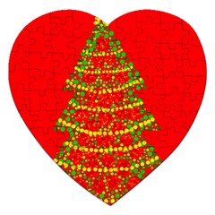 Sparkling Christmas Tree - Red Jigsaw Puzzle (heart)