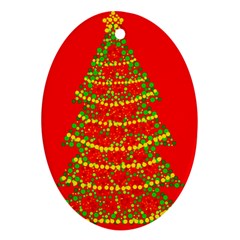 Sparkling Christmas Tree - Red Oval Ornament (two Sides)