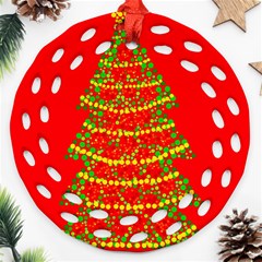 Sparkling Christmas Tree - Red Ornament (round Filigree) 