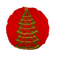 Sparkling Christmas Tree - Red Standard 15  Premium Flano Round Cushions by Valentinaart