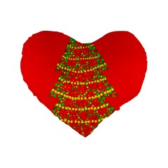 Sparkling Christmas Tree - Red Standard 16  Premium Flano Heart Shape Cushions by Valentinaart