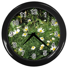 Wild Daisy Summer Flowers Wall Clocks (black) by picsaspassion