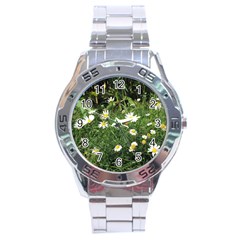 Wild Daisy Summer Flowers Stainless Steel Analogue Watch by picsaspassion