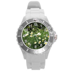 Wild Daisy Summer Flowers Round Plastic Sport Watch (l) by picsaspassion