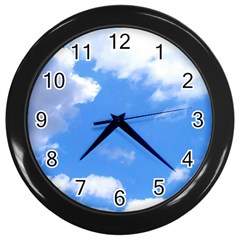 Summer Clouds and blue sky Wall Clocks (Black)