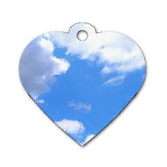 Summer Clouds And Blue Sky Dog Tag Heart (two Sides)