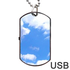 Summer Clouds and blue sky Dog Tag USB Flash (One Side)