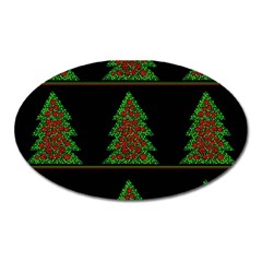 Christmas Trees Pattern Oval Magnet by Valentinaart