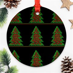 Christmas Trees Pattern Round Ornament (two Sides)  by Valentinaart