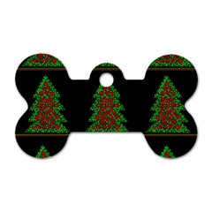 Christmas Trees Pattern Dog Tag Bone (two Sides) by Valentinaart