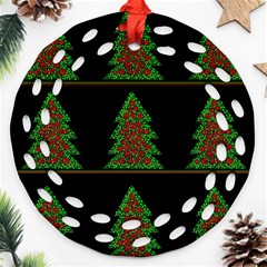 Christmas Trees Pattern Ornament (round Filigree) 