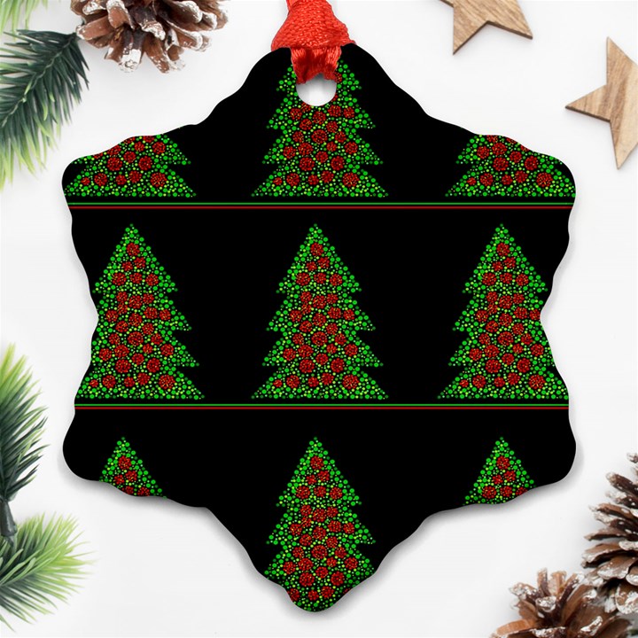 Christmas trees pattern Snowflake Ornament (2-Side)