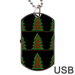 Christmas Trees Pattern Dog Tag Usb Flash (two Sides)  by Valentinaart