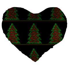 Christmas Trees Pattern Large 19  Premium Heart Shape Cushions by Valentinaart