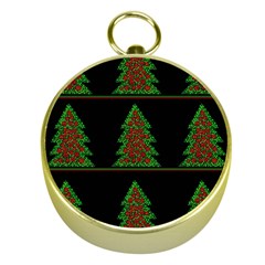 Christmas Trees Pattern Gold Compasses by Valentinaart